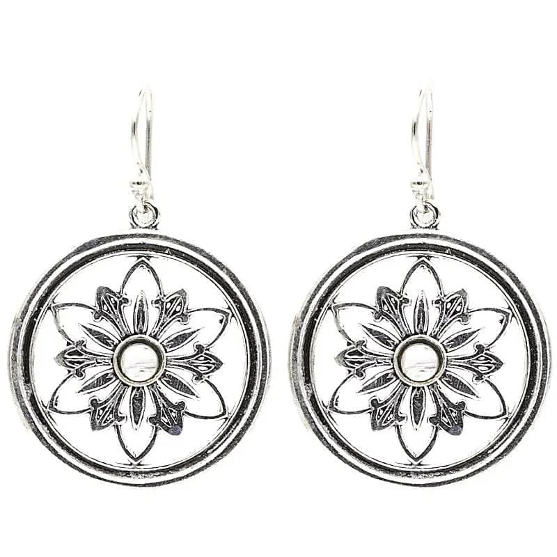 Boucles d'oreilles fleur avec pierre de lune